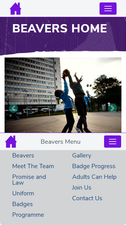 Beavers Mobile Menu